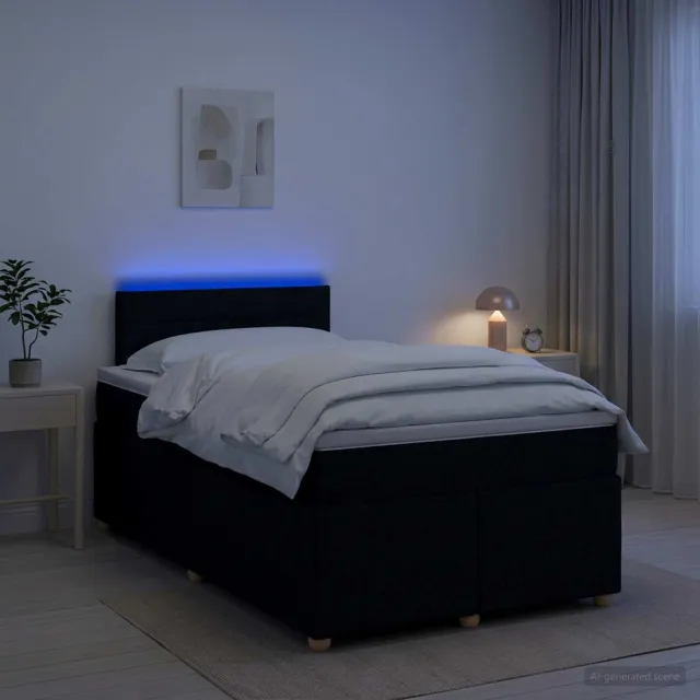 vidaXL Boxspringbed met matras met hoofdeinde Zwart 120 x 190 cm Stof