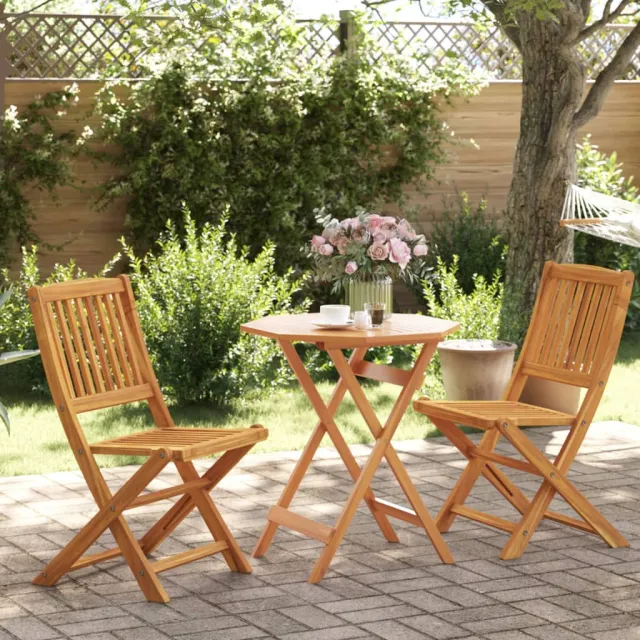 vidaXL 3-delige Bistroset inklapbaar massief acaciahout bruin, foto 2