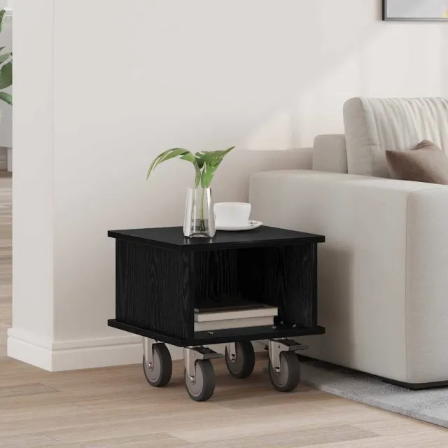 vidaXL TV-standaard 37 x 35 x 35 cm Zwart Eiken Bewerkt hout