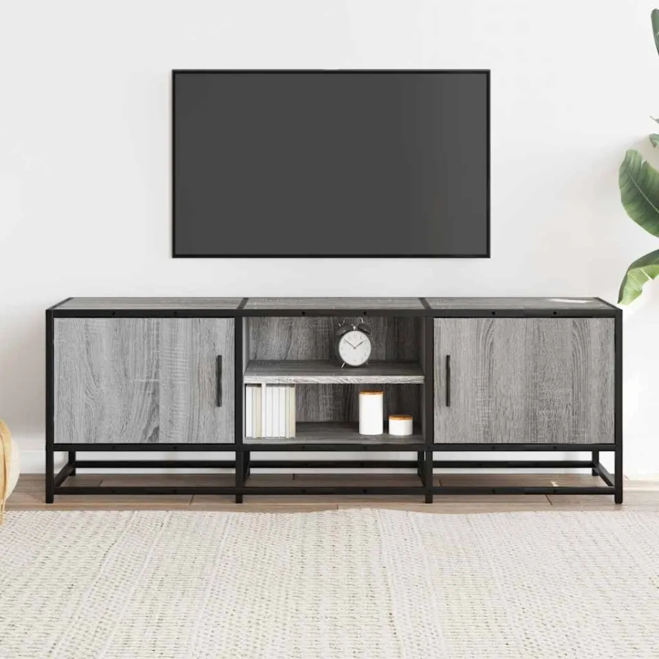 vidaXL Tv-meubel 120x35x41 cm bewerkt hout metaal grijs sonoma eiken, foto 2