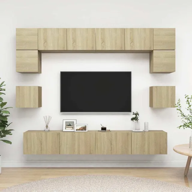 vidaXL 8-delige Tv-meubelset bewerkt hout sonoma eikenkleurig, foto 2