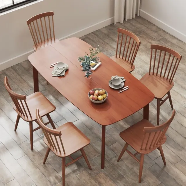 STILVORA Eettafel Landelijke Stijl met Gelakt Houten Tafelblad voor Zes Personen Rechthoekig met Afgeronde Hoeken voor Keuken en Eetkamer Bruin 150 x 80 x 76 cm