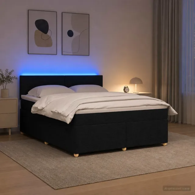 vidaXL Boxspringbed met matras met hoofdeinde Zwart 180 x 200 cm Stof