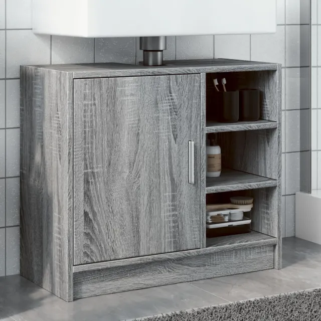 vidaXL Wastafelkast 63x29x55 cm bewerkt hout grijs sonoma eikenkleurig, foto 2