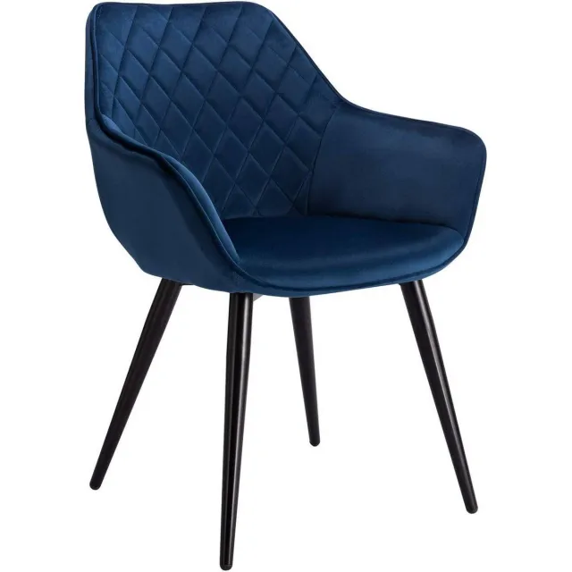 KAMYRA Ergonomische Eetkamerstoel met Armleuning - Eetkamerstoelen, Stoel, Kuipstoel, Loungestoel - Velvet - Blauw