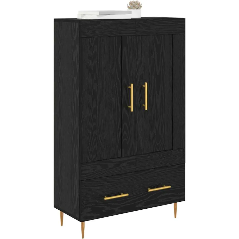 vidaXL Highboard Zwart Eiken 69,5 x 31 x 115 cm Bewerkt hout