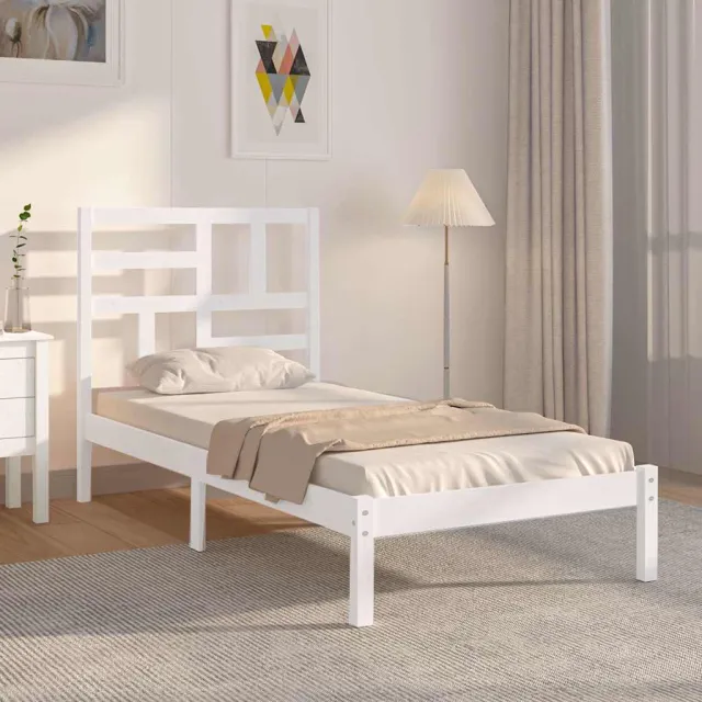 vidaXL Bedframe massief hout wit 90x200 cm