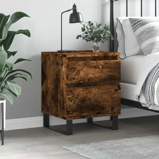 vidaXL Nachtkastje 40x35x50 cm bewerkt hout gerookt eikenkleurig, foto 2