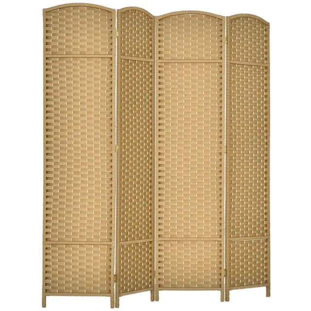 MUVANO Kamerscherm - Roomdivider - Privacyscherm - Scheidingswand - Opvouwbaar - 4-delig - Natuurlijk - Woonkamer - 160x170 cm - 4 Panelen - Natuur