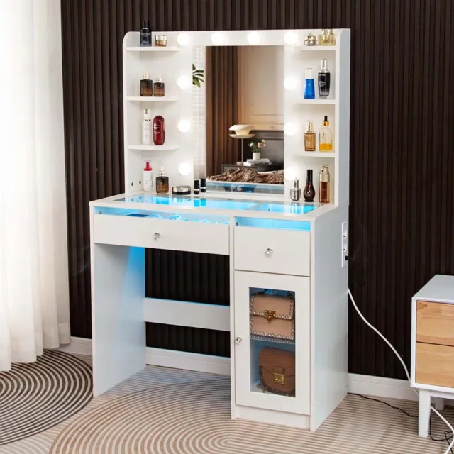 Milton & Oldbrook Kaptafel met LED- & RGB-verlichting Voss Wit