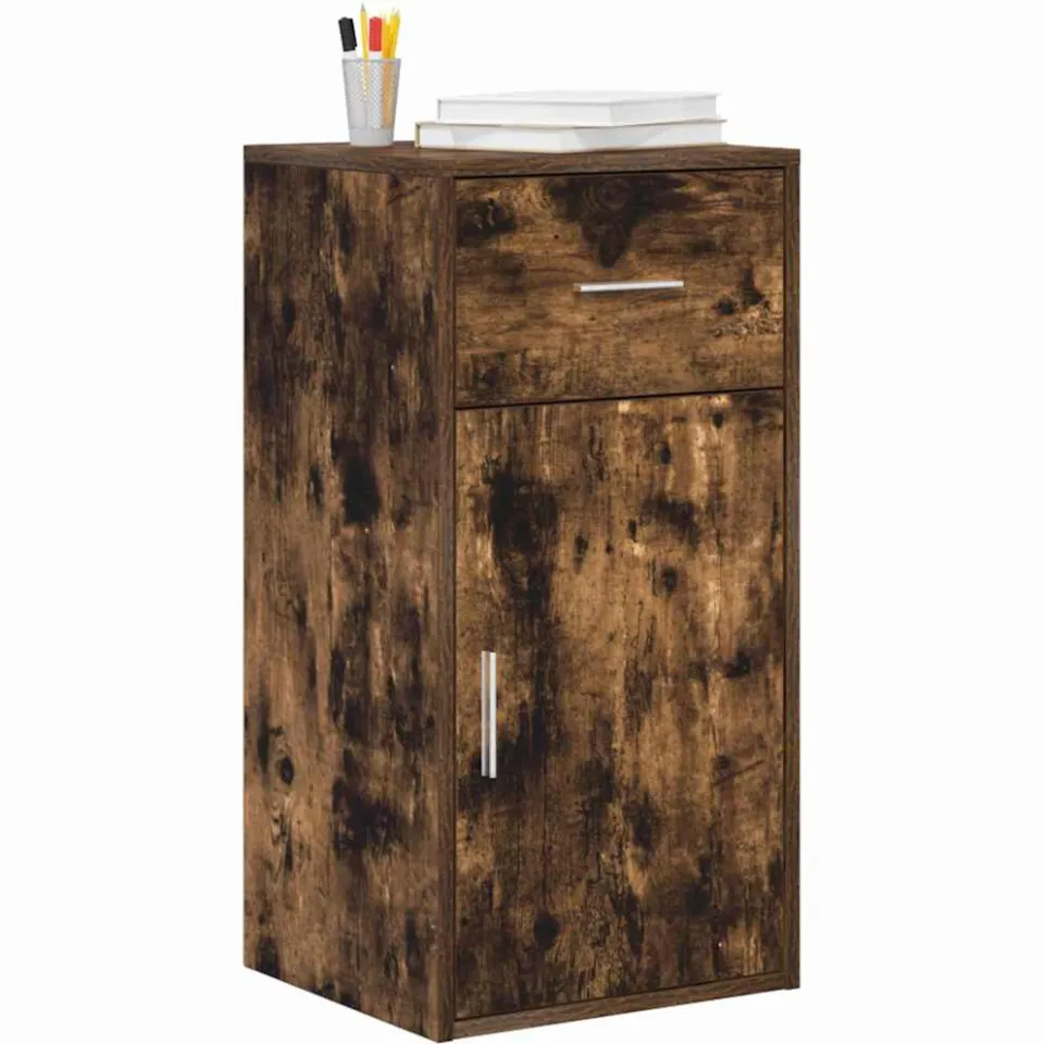 vidaXL Dressoir met lade Gerookt eiken 38 x 34 x 75 cm Bruin