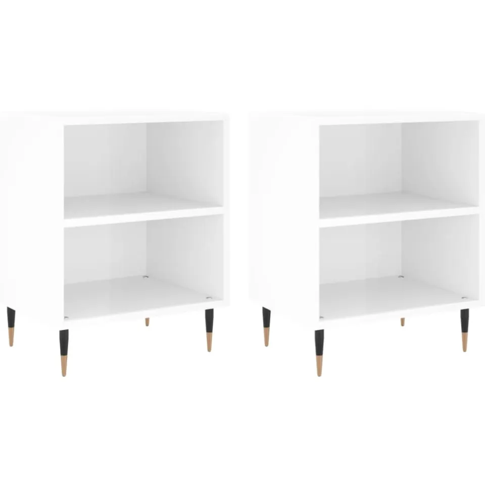 vidaXL Nachtkastjes 2 st 40x30x50 cm bewerkt hout hoogglans wit, foto 3