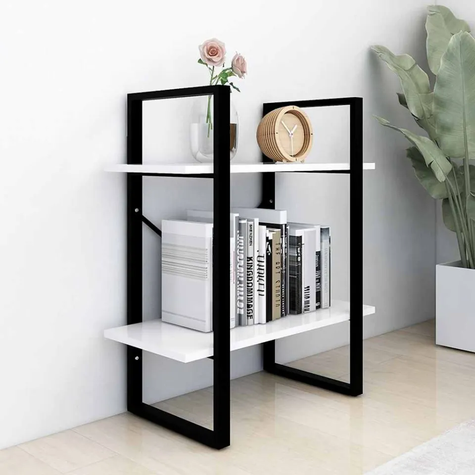 vidaXL Boekenkast met 2 schappen 60x30x70 cm bewerkt hout wit, foto 3