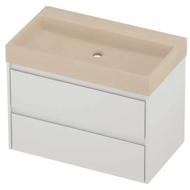 Proline Evoli Badmeubelset Hardsteen Loft 80x46x62 cm Sand Stone Glans Wit
