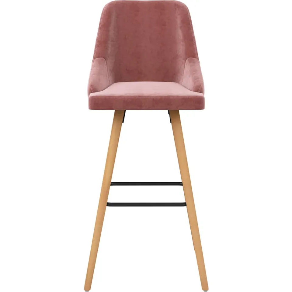 vidaXL Barkrukken 2 st fluweel roze, foto 3