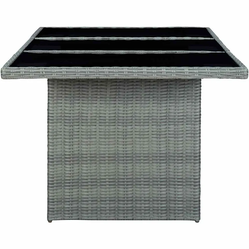 vidaXL Tuintafel poly rattan en gehard glas lichtgrijs grijs, foto 2