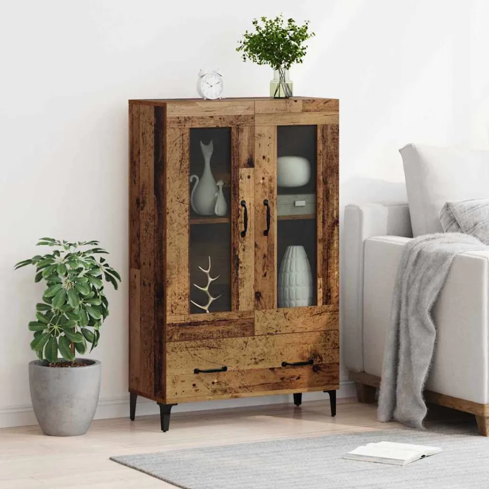 vidaXL Highboard Oud Hout 70 x 31 x 115 cm Gemonteerd hout en ijzer bruin, foto 4
