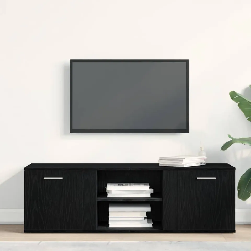 vidaXL TV-meubel Zwart Eiken 120x34x37 cm Bewerkt Hout, foto 3