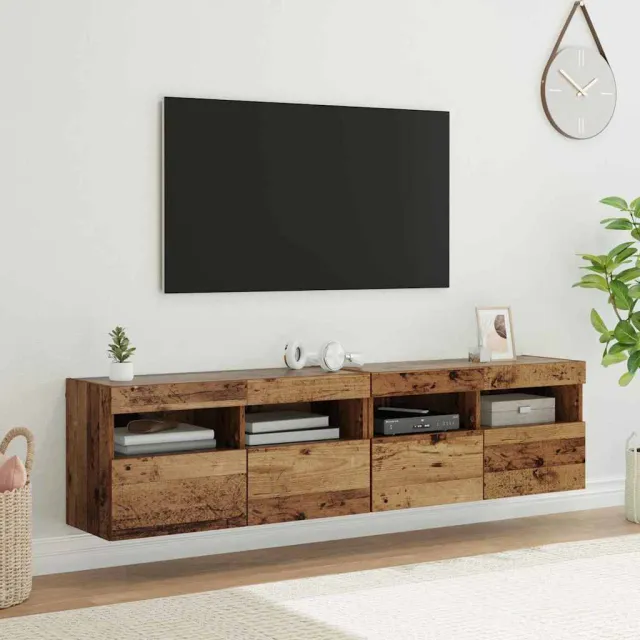 vidaXL TV Wandkasten 2 st Oud Hout Bewerkt hout bruin, foto 2