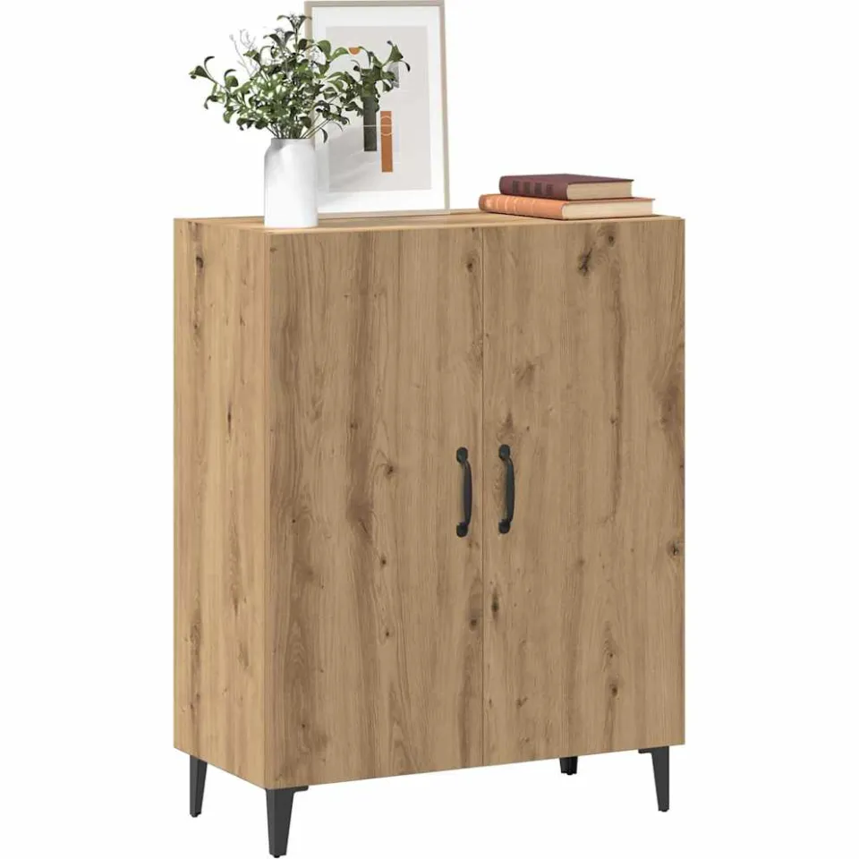 vidaXL Dressoir 70x34x90 cm bewerkt hout artisanaal eikenkleur Bruin