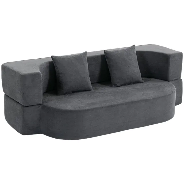 Ropilly Slaapbank - Vloerbank zonder frame - 2-in-1 Uitklapbaar - Polyester - Woonkamer & Logeerkamer - Donkergrijs