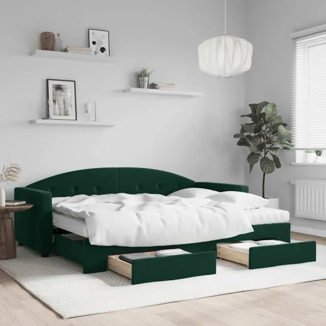vidaXL Slaapbank onderschuifbed en lades 80x200 cm fluweel donkergroen groen
