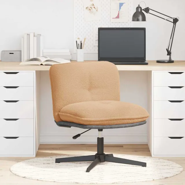 vidaXL Bureaustoel beige gekrulde wolachtige stof, foto 2