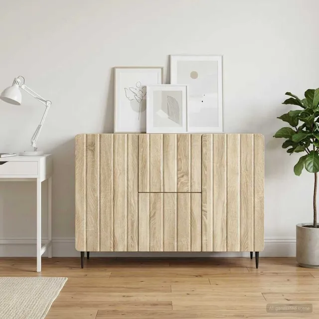 vidaXL Dressoir met lade Sonoma Eiken 89 x 34,5 x 62 cm Bewerkt hout Bruin