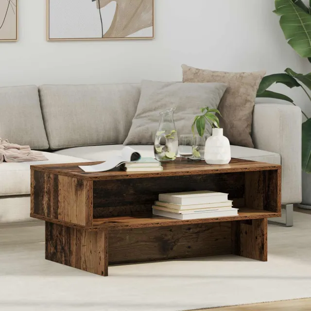 vidaXL Salontafel Oudhout 80 x 46 x 35 cm Bewerkt hout bruin, foto 2