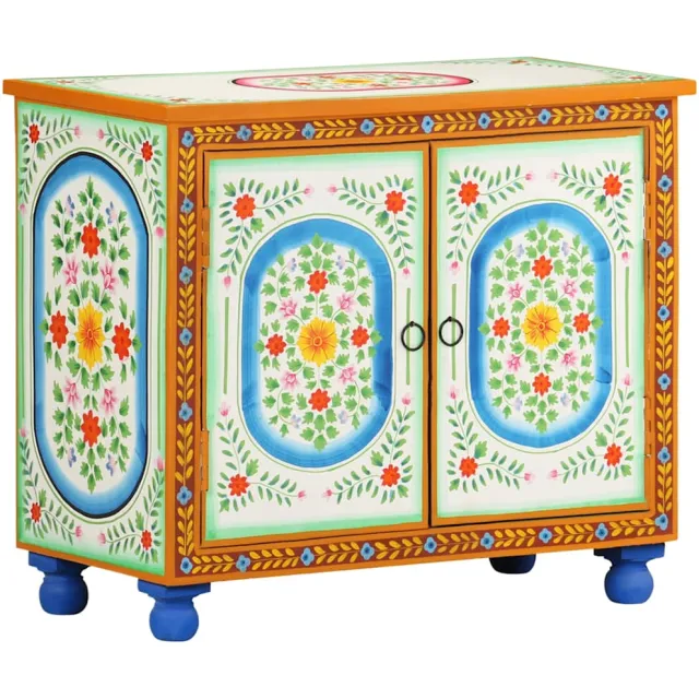vidaXL Dressoir handgeschilderd 70x35x60 cm massief mangohout Meerkleurig