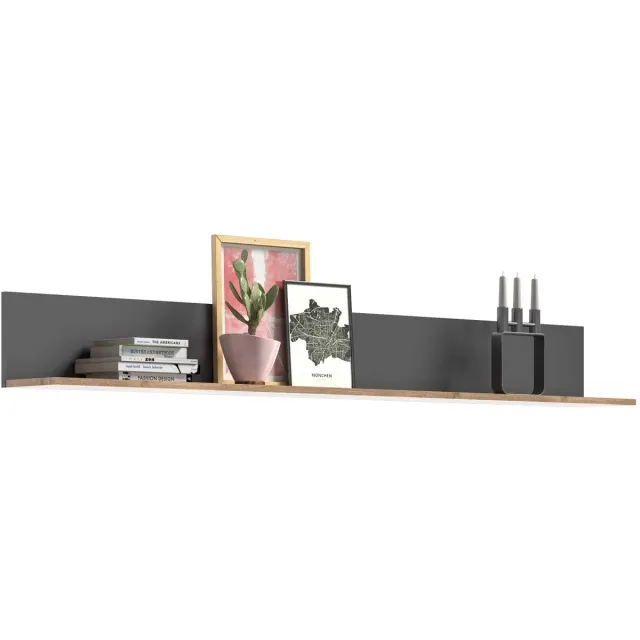 Furnilux Mason wandplank / wandplank - 180x21x20cm Nox Oak/Basalt Grau
