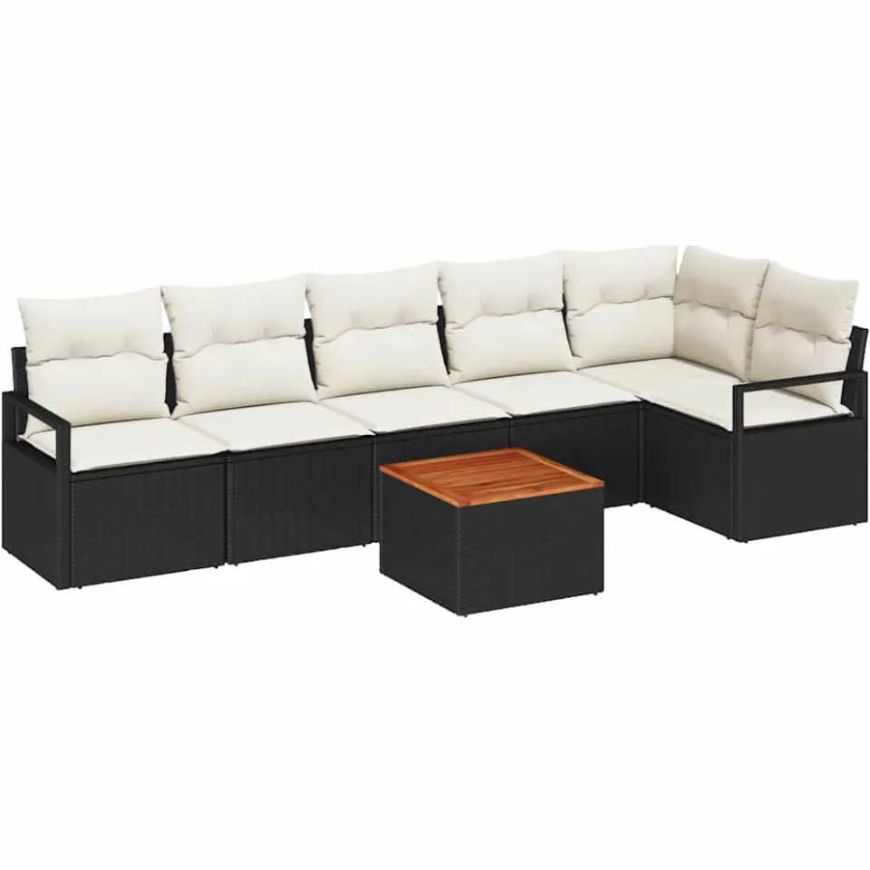 vidaXL Tuinbankenset 7 st Zwart poly rattan