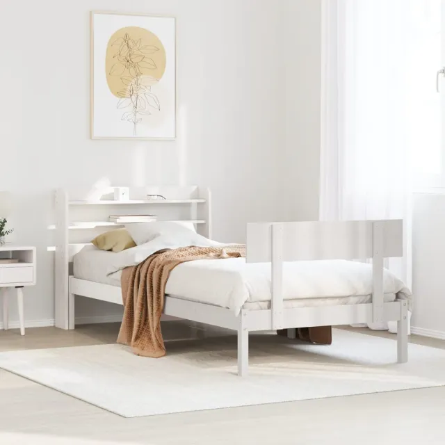 vidaXL Bedframe zonder matras massief grenenhout wit 90x190 cm