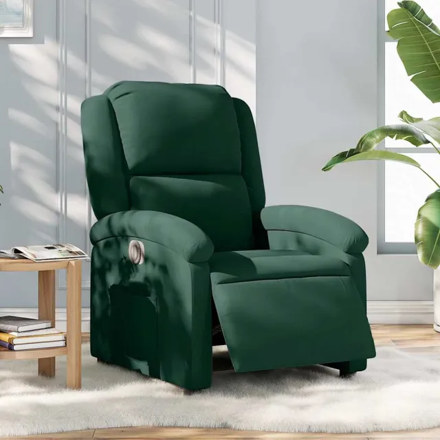 vidaXL Fauteuil verstelbaar elektrisch stof donkergroen groen