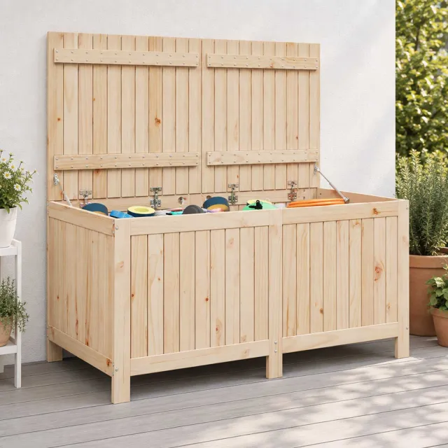 vidaXL Tuinopslagdoos 359 L Massief grenenhout 146,5 x 68 x 63 cm tan, foto 2