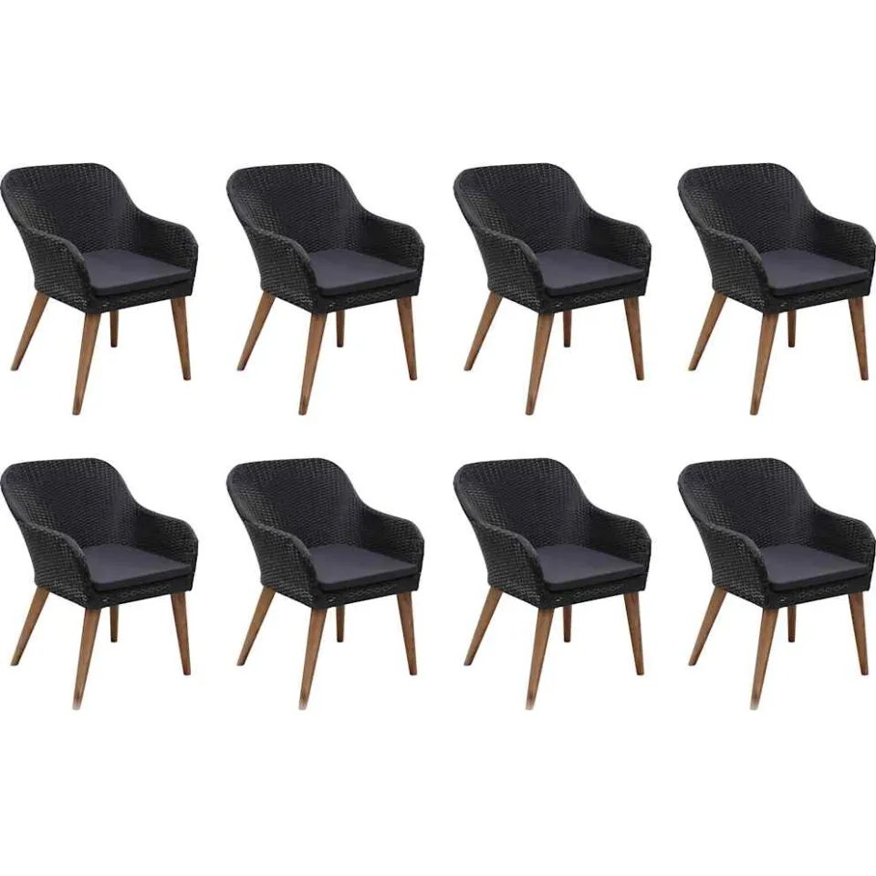 vidaXL 9-delige Tuinset poly rattan zwart