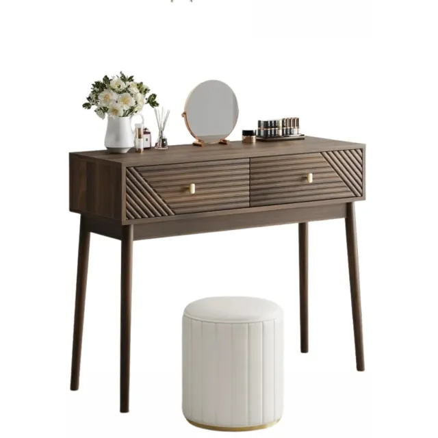 Jurrys Kaptafel - Make-up tafel - dressoir - Decoratietafel - Modern - Stijlvol - Opbergruimte - Stabiel - Bruin - 100×35×80cm Donkerbruin