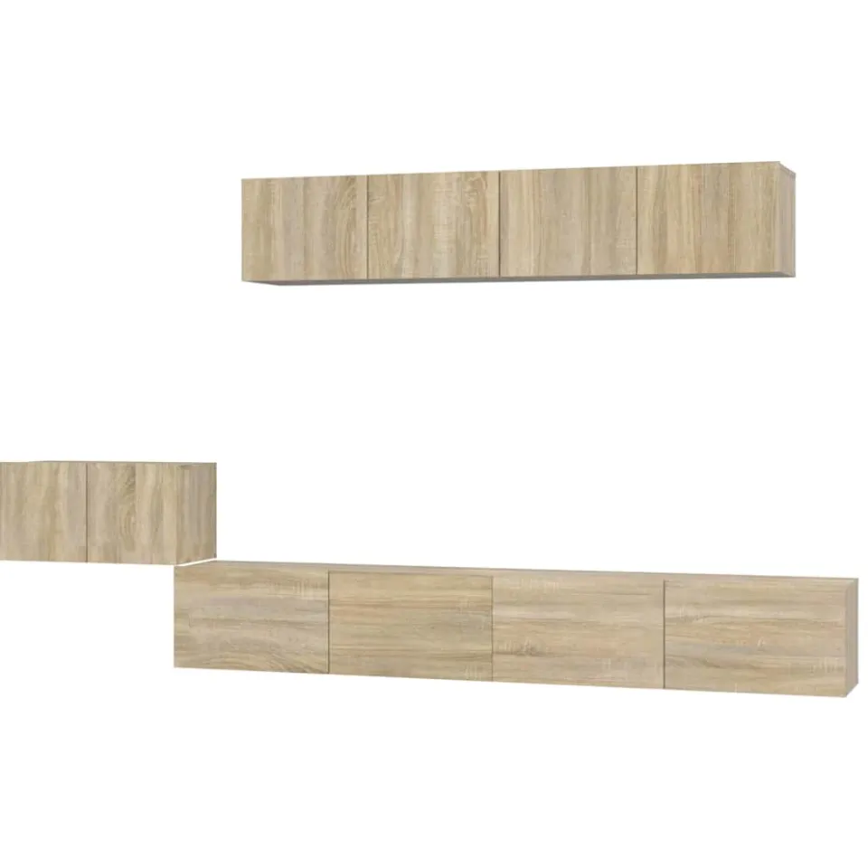 vidaXL 5-delige Tv-meubelset bewerkt hout sonoma eikenkleurig Bruin