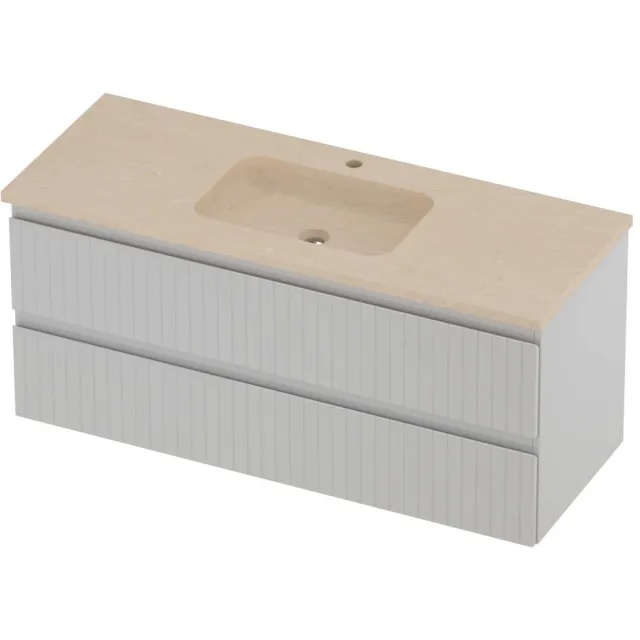 Proline Rollo Badmeubelset Hardsteen Elegant 1 Gat Gefreesd 120x46x54 cm Sand Stone Glans Wit