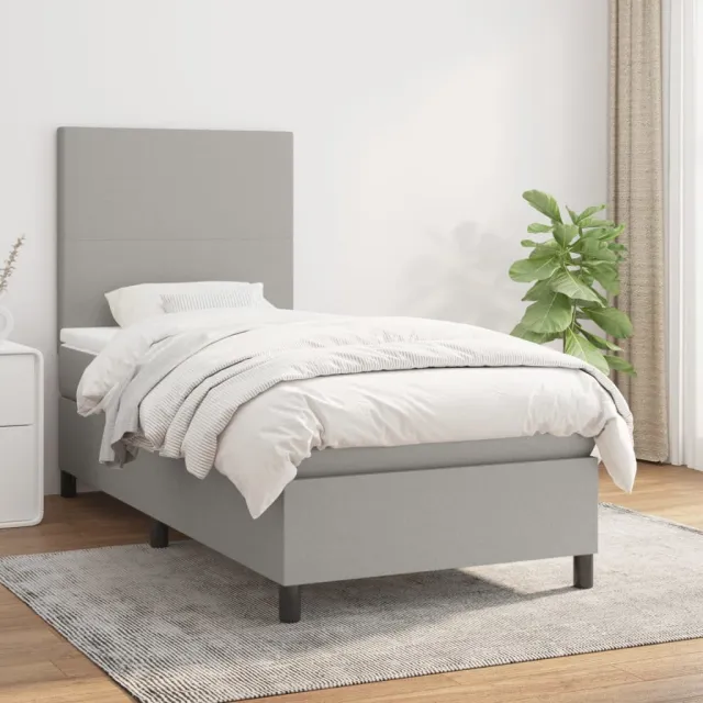 vidaXL Boxspring met matras stof lichtgrijs 80x200 cm grijs