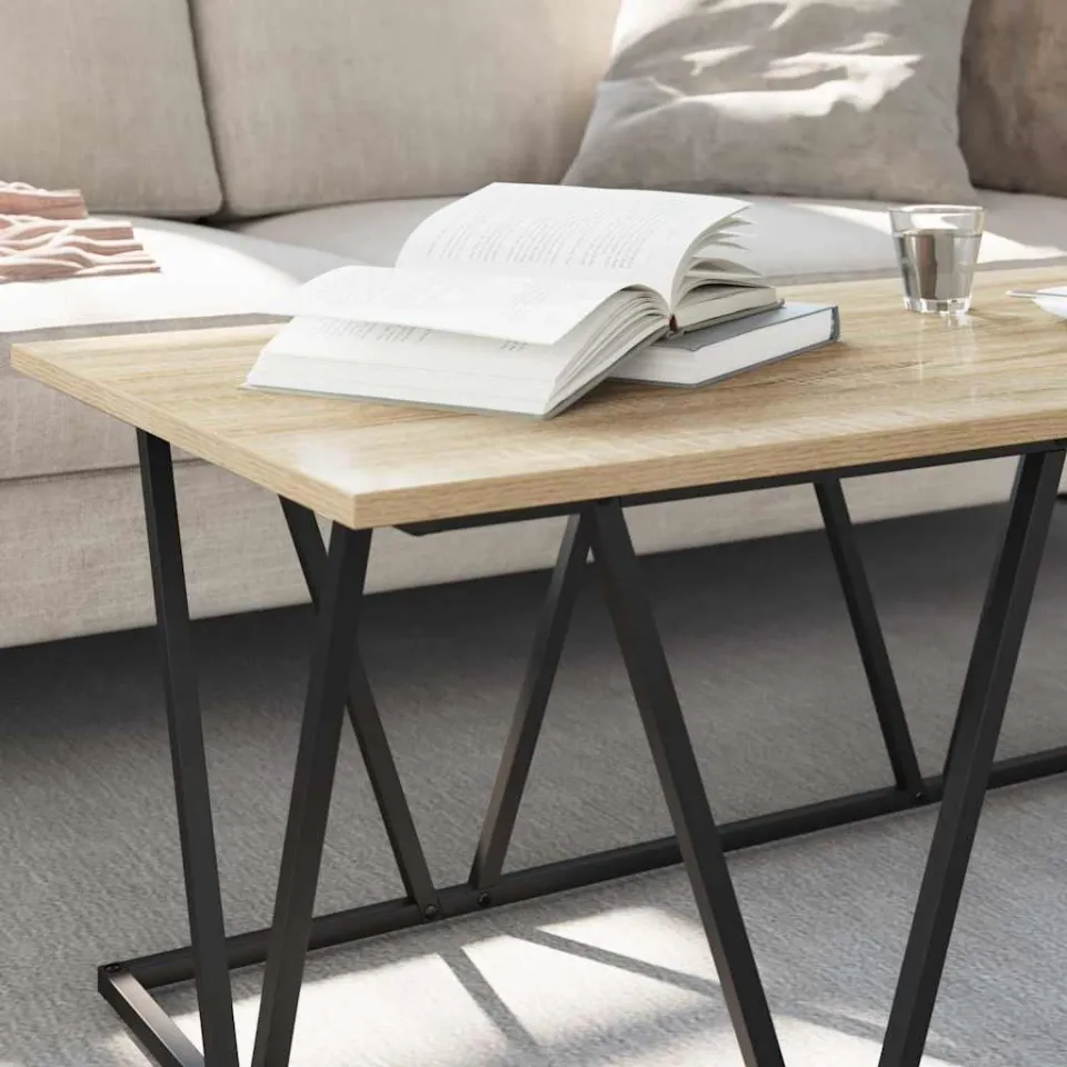 vidaXL Salontafel Sonoma Eiken 100 x 50 x 40 cm Bewerkt hout en metaal, foto 4