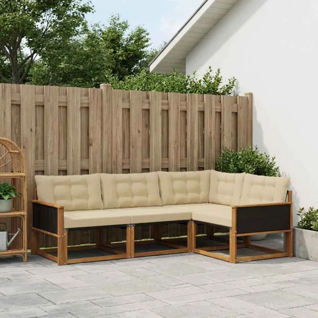 vidaXL Buiten bankenset 4 st 4-zits Natuurlijk en Beige