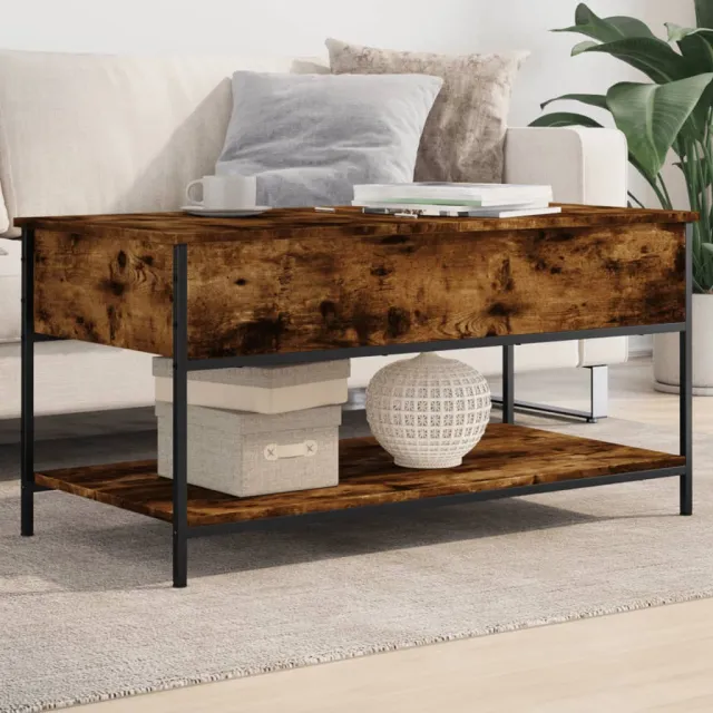 vidaXL Salontafel 100x50x50 cm bewerkt hout en metaal gerookt eiken, foto 2