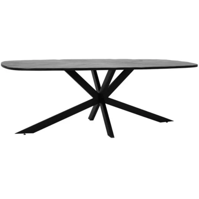 Tower Living Eettafel Silvi Deens ovaal mangohout visgraat 220x110 cm - Zwart