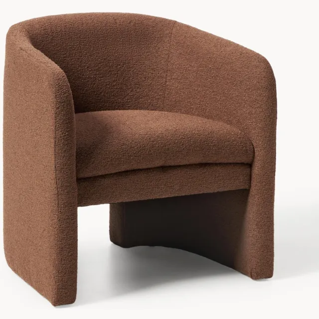 Westwing Collection Bouclé loungefauteuil Mairo Bruin