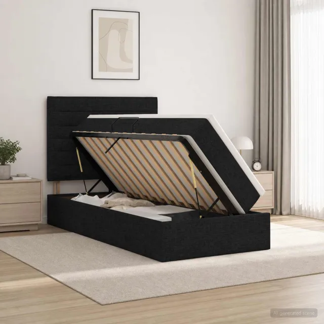 vidaXL LED Opslagbed met Matras Zwart 100 x 200 cm Stof
