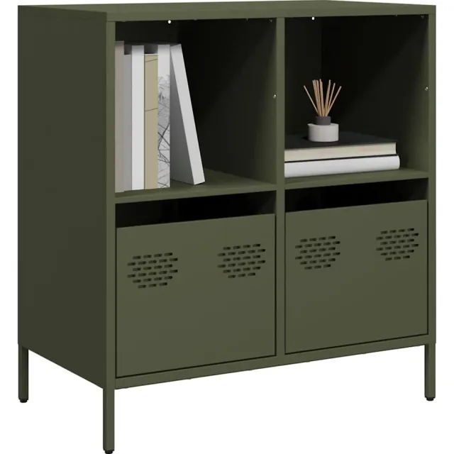 vidaXL Dressoir 68x39x73,5 cm koudgewalst staal olijfgroen