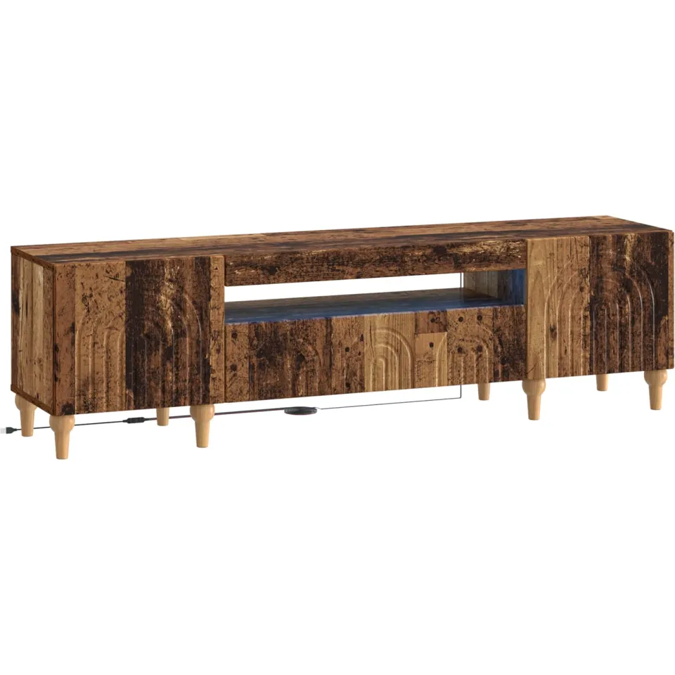 vidaXL LED tv-meubel ALKMAAR 153 x 35 x 43 cm Oud hout Bewerkt hout bruin, foto 3