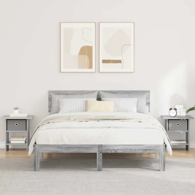 vidaXL Nachtkastje 2 st Grijs Sonoma 41 x 40 x 45 cm Bewerkt hout, foto 2