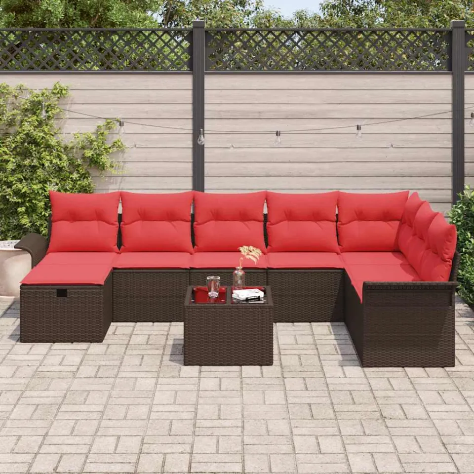vidaXL Tuin Sofa Set 9 st Poly riet lichtgrijs, foto 3